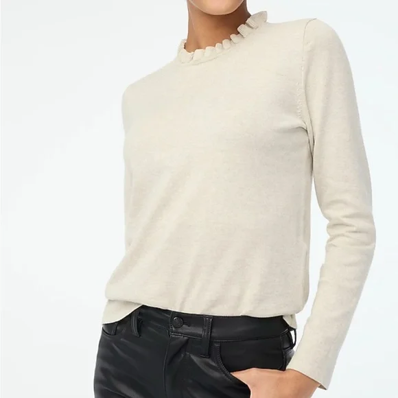 JCREW Factory Cotton Ruffle-neck Sweater - Picture 2 of 6